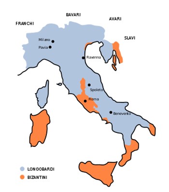 Massima espansione delle conquiste dei Longobardi in Italia