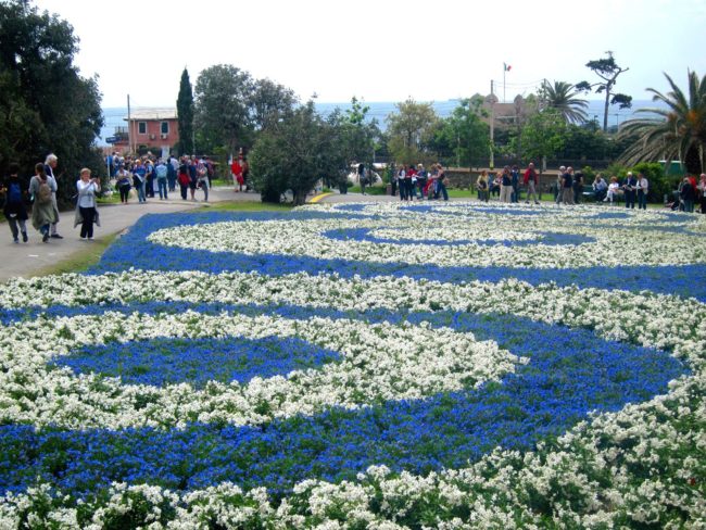 Euroflora2018 cerchi bianchi e azzurri ai Parchi di Nervi