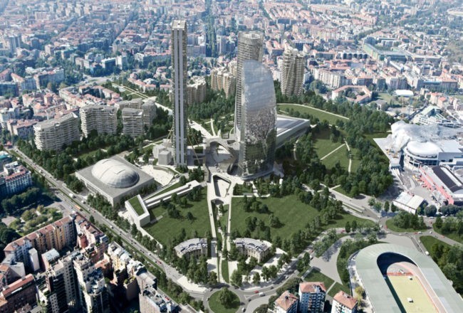 Simulazione del progetto CityLife di Milano