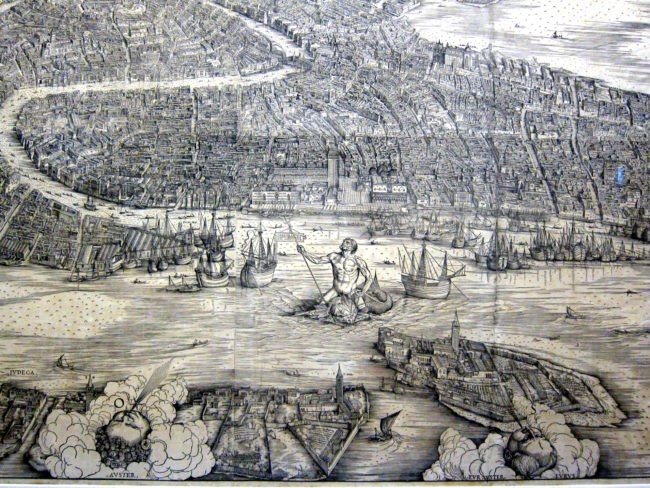Particolare della mappa di Venezia di A.Kolb e J.De' Barbari primi '500